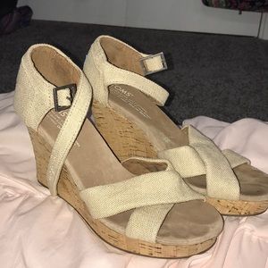 Toms tan wedges! Size 6.5